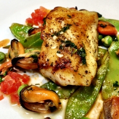 Spanish Sea Bass, Black Mussels