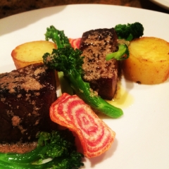 Wagyu Beef, Beets, Baby Broccoli