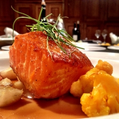 Roasted King Salmon,  Cauliflower, Dashi