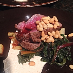 Venison Tenderloin with Tahini and Pine Nuts